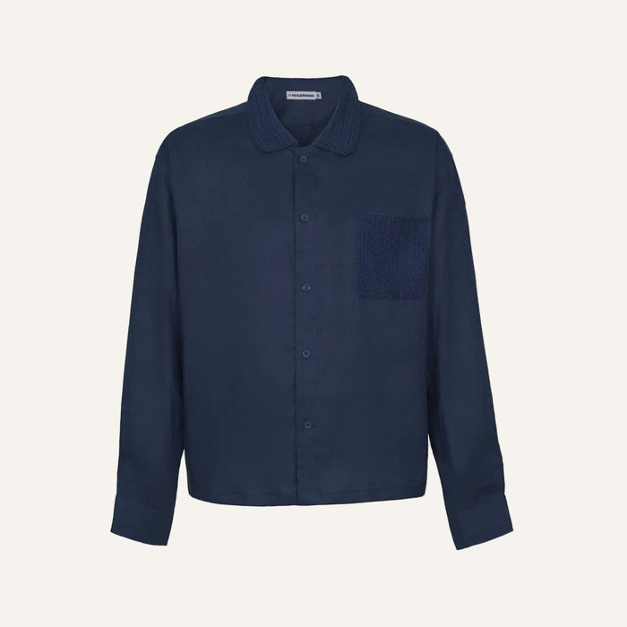 Mazrood Linen Long Sleeve Shirt — Navy