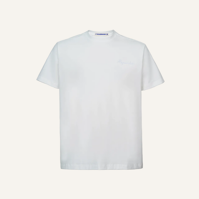 Mazrood Studio Embroidered Oversized Tee — Off-White