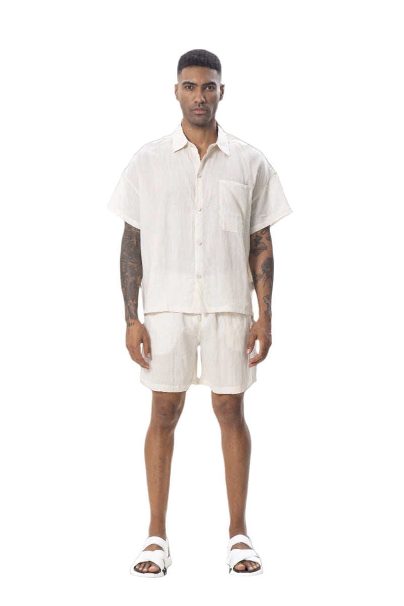 Linen Short Sleeve Shirt & Shorts Set