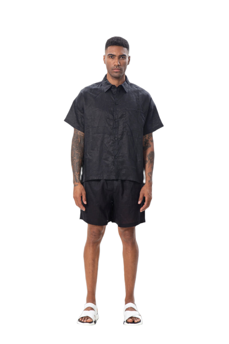 Linen Short Sleeve Shirt & Shorts Set
