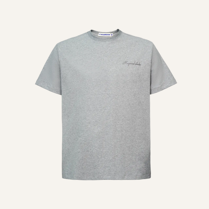 Mazrood Studio Embroidered Oversized Tee — Gray