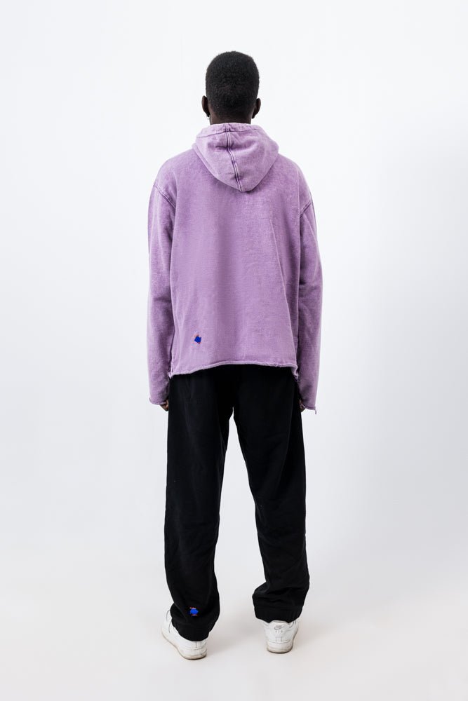 Graphic - Print Purple Washed Hoodie - Mazrood