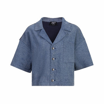 Ladies Cropped Denim Shirt - Mazrood