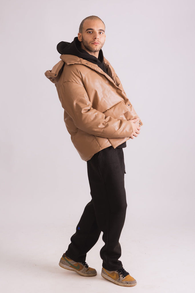 Leather Puffer Jacket - Mazrood