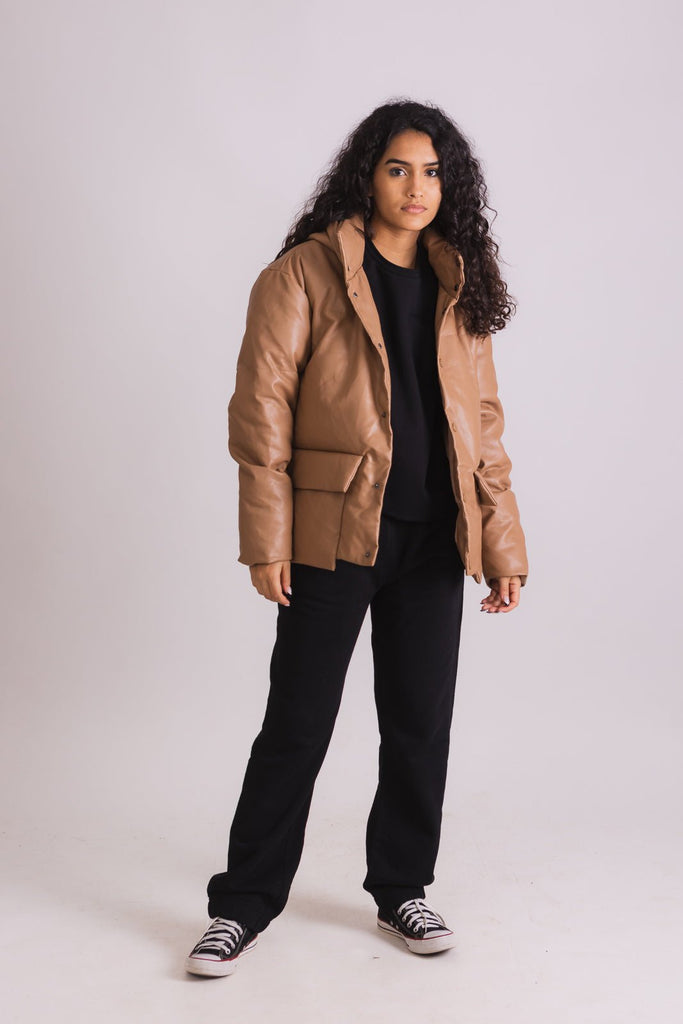 Leather Puffer Jacket - Mazrood