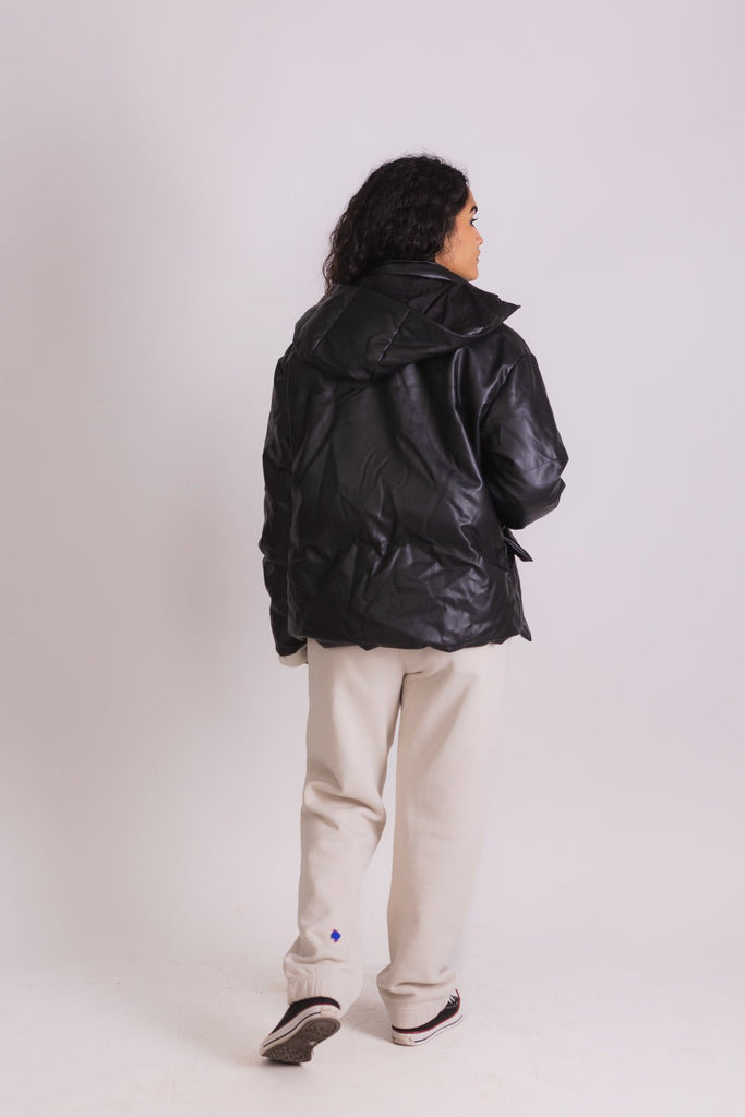 Leather Puffer Jacket - Mazrood