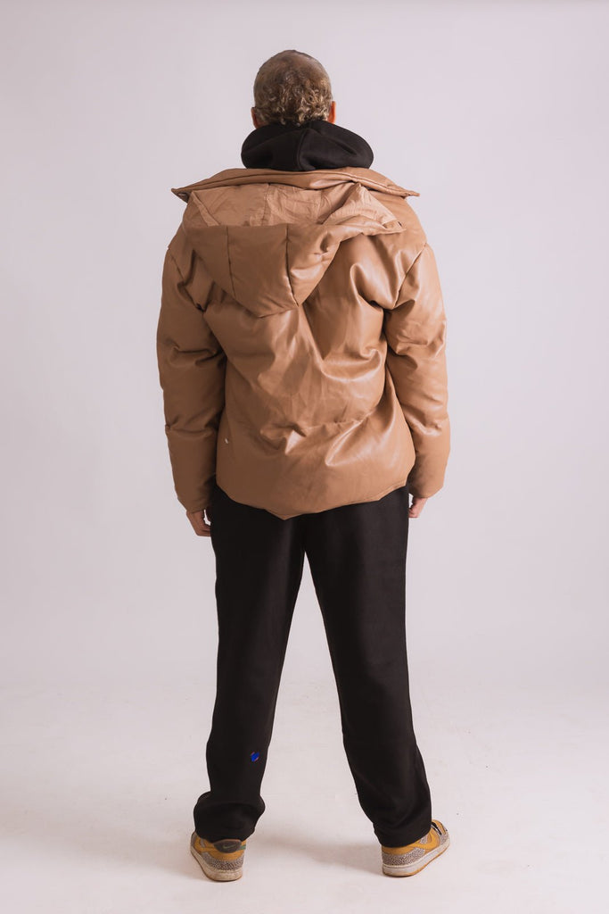 Leather Puffer Jacket - Mazrood