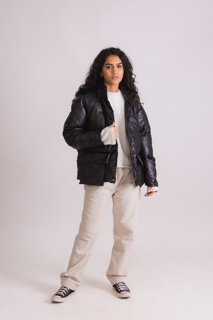 Leather Puffer Jacket - Mazrood