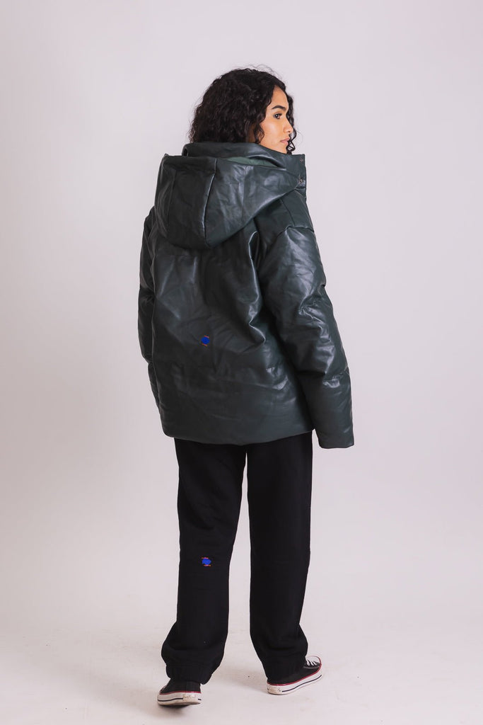 Leather Puffer Jacket - Mazrood