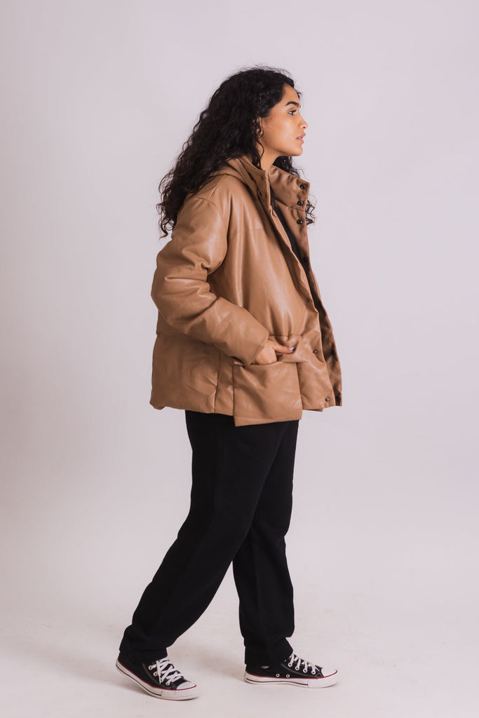 Leather Puffer Jacket - Mazrood