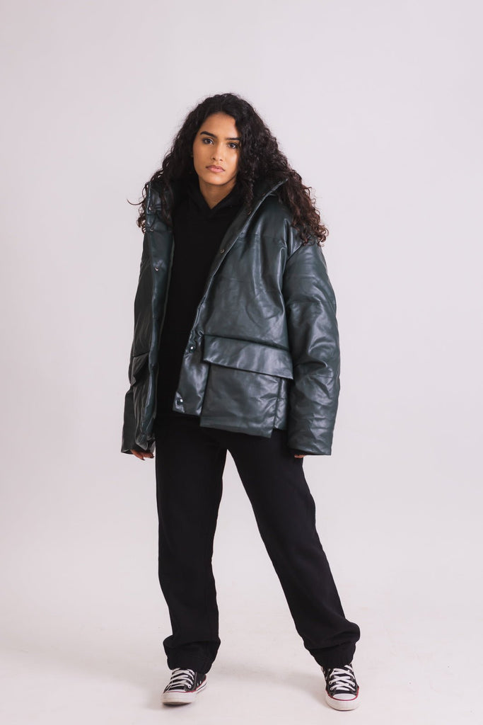 Leather Puffer Jacket - Mazrood