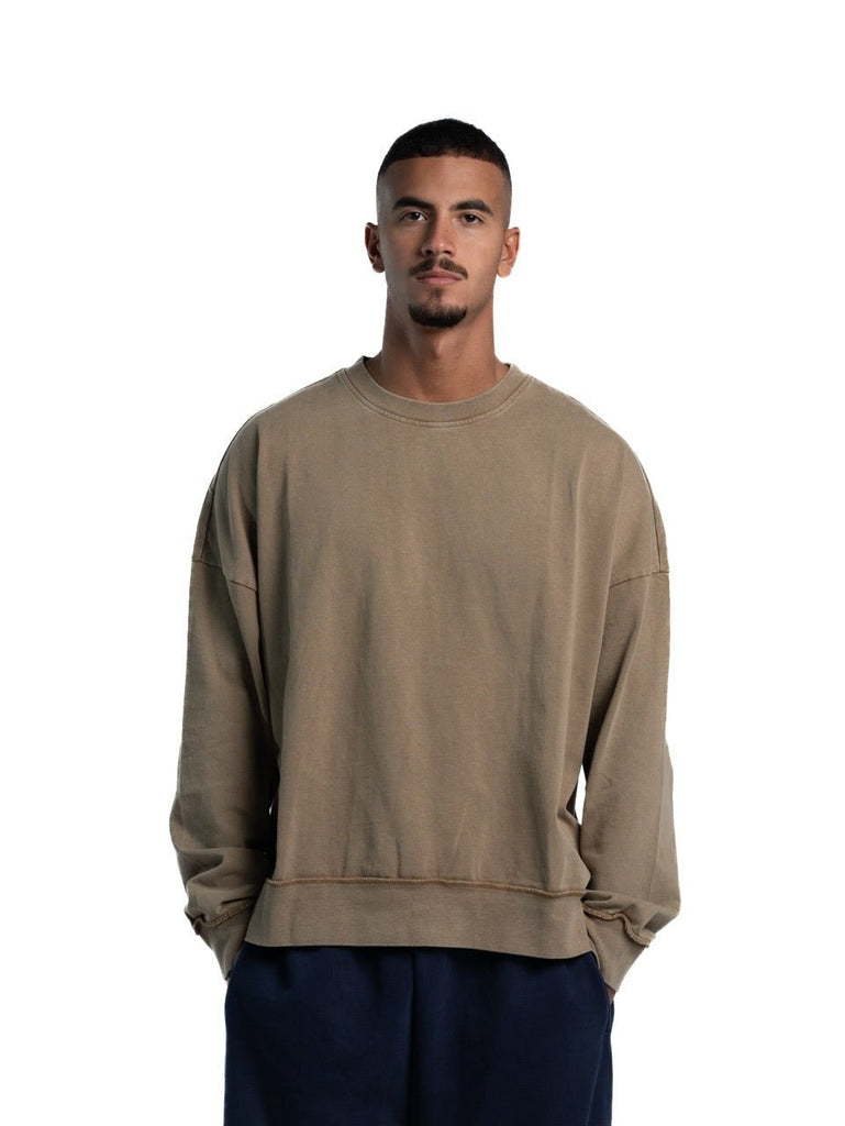 Long Sleeve Washed Sweater - Mazrood