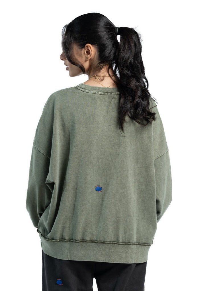 Long Sleeve Washed Sweater - Mazrood