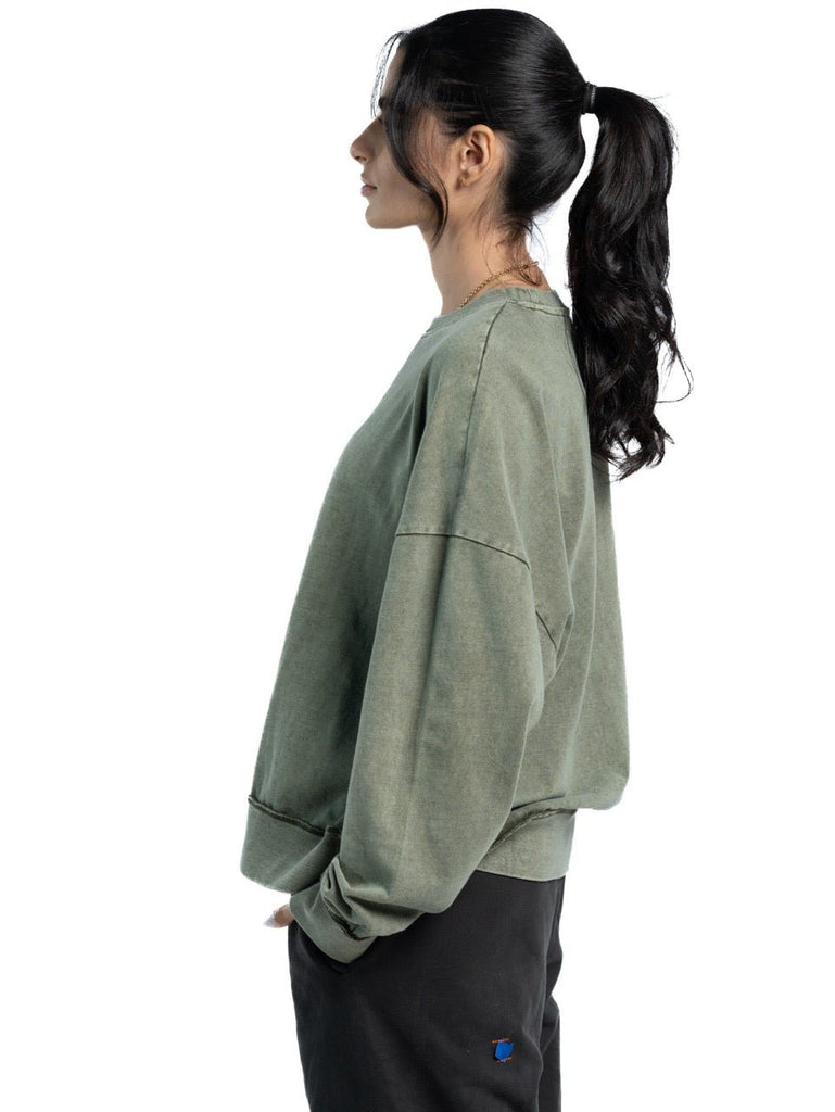 Long Sleeve Washed Sweater - Mazrood