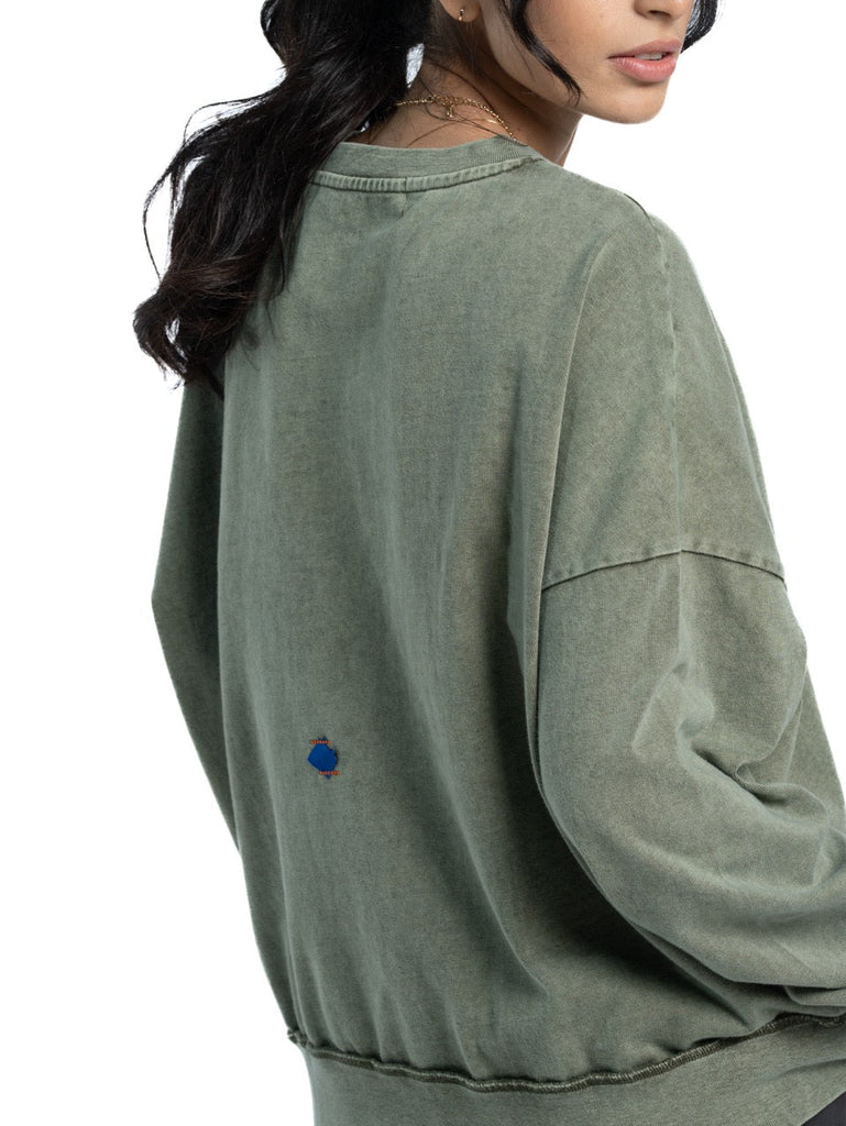 Long Sleeve Washed Sweater - Mazrood