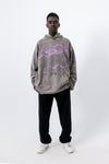 Graphic-Print Grey Washed Hoodie