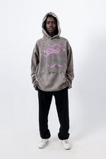 Graphic-Print Grey Washed Hoodie