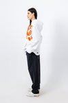 Graphic-Print White Washed Hoodie