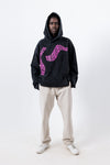 Graphic-Print Black Washed Hoodie