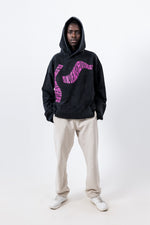 Graphic-Print Black Washed Hoodie