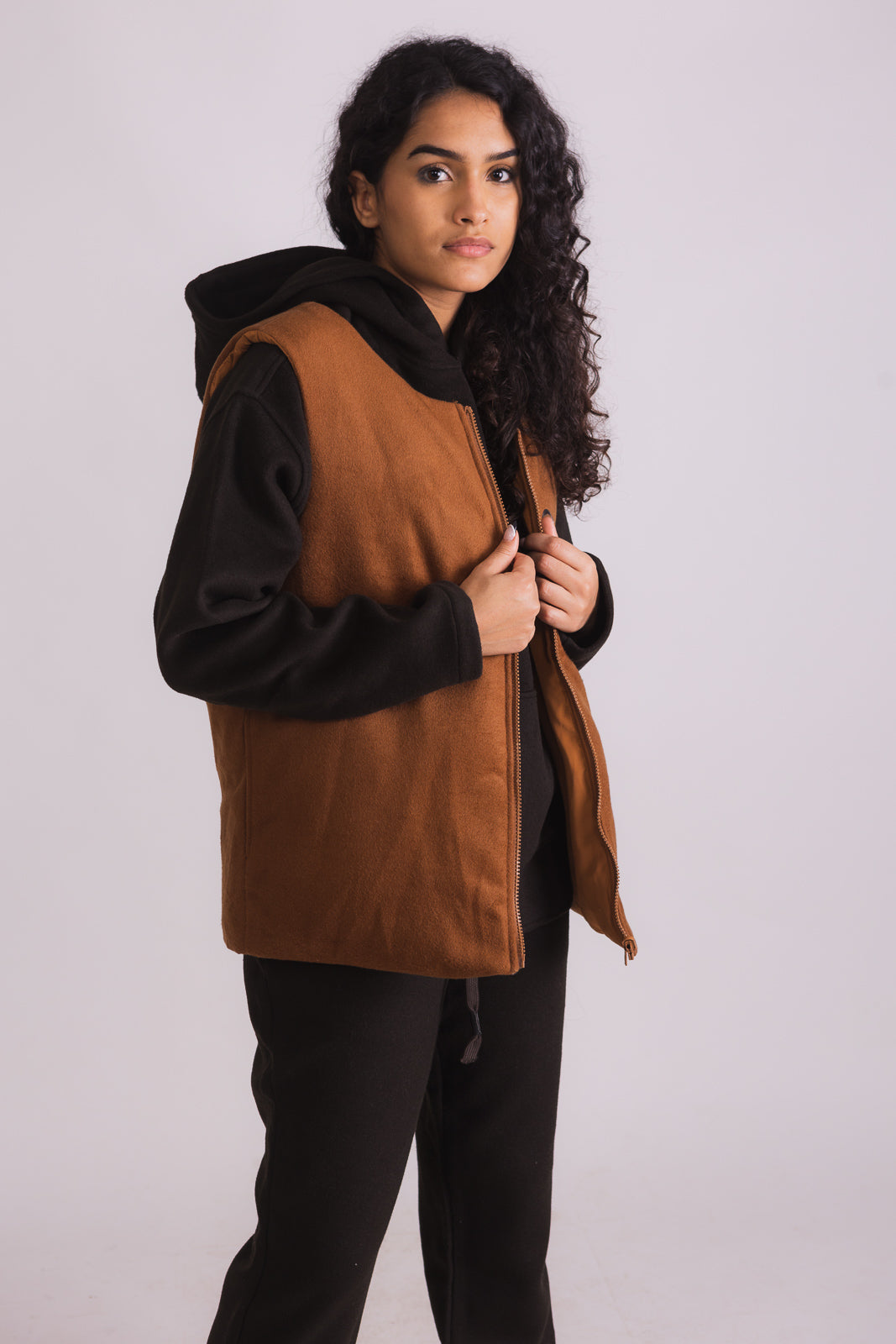 Zurraco Double Face Tobacco Brown Puffer Vest